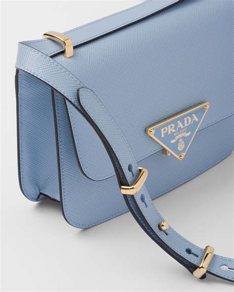 Light Blue Prada Emblème Saffiano Shoulder Bag 